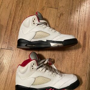 Jordan Kids White and Red Sneakers